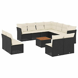 Maison Chic Salon de jardin 12 pcs avec coussins | Ensemble de Table et chaises | Mobilier d'Extérieur noir résine tressée -GKD38914