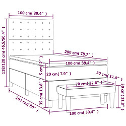 vidaXL Sommier à lattes de lit avec matelas Gris 100x200 cm Similicuir pas cher