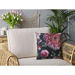 Beliani Lot de 2 coussins HEDERA 45 x 45 cm Floral Noir