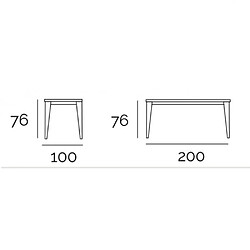 Inside 75 Table repas GEO 8 couverts 200 x 100 x 76 cm pieds chêne plateau céramique blanc