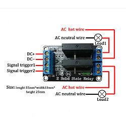 2 Canaux Module Relais à Semi-Conducteurs 12V G3MB-202P Avec Fusible Résistif