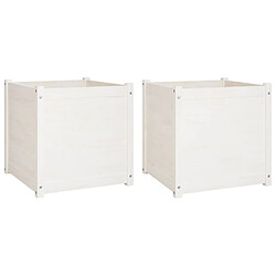 vidaXL Jardinières d'extérieur 2 pcs Blanc 60x60x60 cm Bois de pin