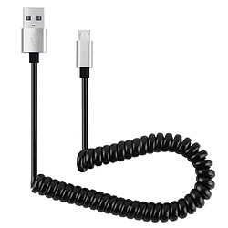 Hometch Câble argent pour Galaxy, Huawei, Xiaomi, LG, HTC, Sony et autres smartphone 30cm à 100cm printemps à haute vitesse de style micro USB à USB 2.0 élastique spiralé de synchronisation de données USB,