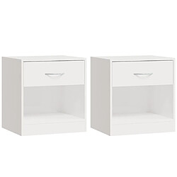 Maison Chic Lot de 2 Tables de chevet,Table de nuit,Table d'appoint pour salon avec tiroir Blanc brillant -MN73857