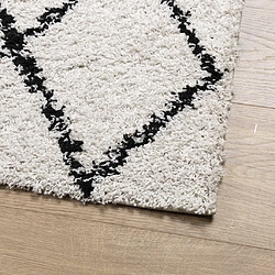 Avis vidaXL Tapis shaggy à poils longs moderne crème et noir 200x200 cm