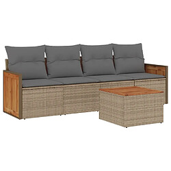 Maison Chic Salon de jardin avec coussins 5 pcs | Ensemble de Table et chaises | Mobilier d'Extérieur beige résine tressée -GKD44981