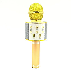 Auto-Hightech Microphone sans fil-WS-858 Bluetooth sans fil microphone en métal de haute qualité sonore KTV Karaoke enregistrement (Or)