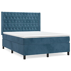 Maison Chic Lit Adulte - Lit simple Lit à sommier tapissier et matelas moelleux - Meuble de Chambre - Bleu foncé 140x190cm Velours -MN15400