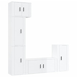 Maison Chic Ensemble de meubles TV 5 pcs pour salon - Blanc brillant Bois d'ingénierie -MN15092