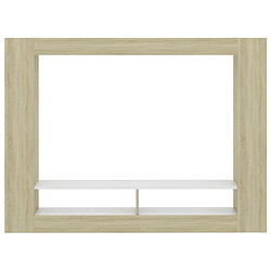 Avis vidaXL Meuble TV Blanc et chêne sonoma 152x22x113cm bois d'ingénierie