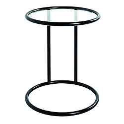 Pegane Table d'appoint en verre trempé, métal coloris noir - diamètre 45 x hauteur 55 cm