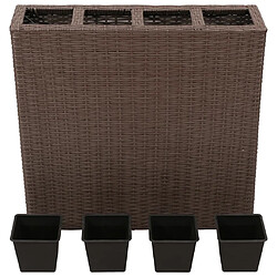 Maison Chic Jardinière,Lit surélevé de jardin - Bac à fleurs - pot de fleur avec 4 pots Résine tressée Marron -GKD13529