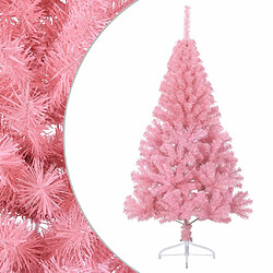 vidaXL Demi sapin de Noël artificiel avec support Rose 150 cm PVC