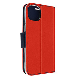 Avizar Étui pour iPhone 14 Plus Portefeuille Porte carte Support Vidéo rouge et bleu