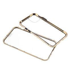 Coque en cadre métallique couverture complète magnétique du cadre double face or pour votre Apple iPhone 12/12 Pro