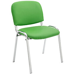 Decoshop26 Chaise visiteur empilable zone d'attente en PVC vert piètement à 4 pieds en métal chromé 10_0003362