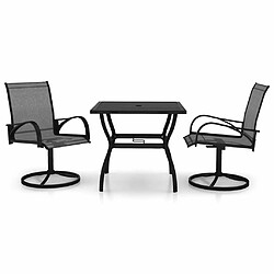 Salle à manger de jardin 3 pcs,Table et chaise à dîner Textilène et acier -MN46760