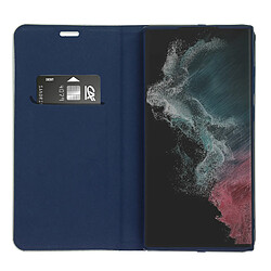 Avizar Étui pour Samsung Galaxy S22 Ultra Design Carbone Porte carte Bleu Nuit