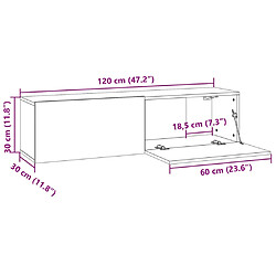 vidaXL Armoire murale TV Sonoma gris 120x30x30 cm Bois d'ingénierie pas cher