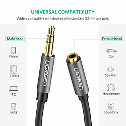 UGREEN Câble Extension Audio Rallonge Jack 3.5mm Mâle vers Femelle avec Embouts Aluminium Compatible avec Casque Ecouteur Haut Parleur Autoradio TV Smartphone Tablette PC MP3 PC Enceinte (2M)