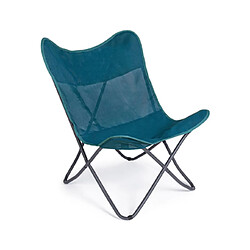 Mes Fauteuil papillon 77,5x81x89 cm en acier et textilène bleu canard - BASTI