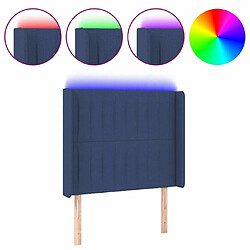 Maison Chic Tête de lit scandinave à LED,meuble de chambre Bleu 103x16x118/128 cm Tissu -MN45272