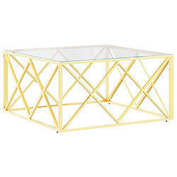 Maison Chic Table basse,Table Console Table d'appoint, Table pour salon 80x80x40 cm acier inoxydable et verre -MN33115