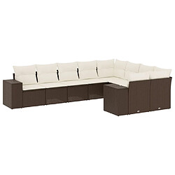 vidaXL Salon de jardin avec coussins 9 pcs marron résine tressée