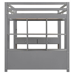 ComfortXL Lit Mezzanine 140 X 200cm Avec Tiroirs De Rangement Et Bureau Sous Le Lit, Gris pas cher