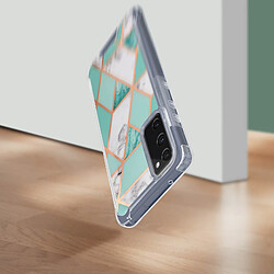 Avis Avizar Coque Marbre Samsung Galaxy S20 FE Hybride Coins Renforcés turquoise et blanc