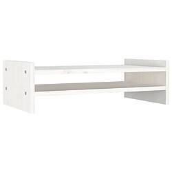 vidaXL Support de moniteur Blanc 50x27x15 cm Bois de pin solide