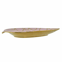 Avis Centre de Table DKD Home Decor Porcelaine Rose Doré Oriental Feuille d'une plante (27,5 x 16 x 3 cm)