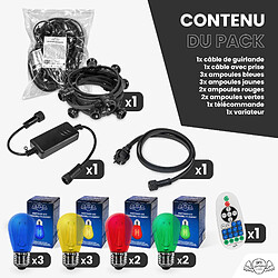 SkyLantern Guirlande Guinguette 5M Filament Multicolore LED 10 Bulbes Dimmables Avec Variateur et Télécommande pas cher