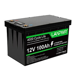 LANPWR 12V 100Ah Batterie de secours au lithium LiFePO4, énergie 1 280 Wh