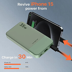 SANAG Juovl Power Bank Portable, 10000Mah 35W Chargement Rapide Avec La Technologie Pd 3.0 + Qc 4.0, 2 Entrees Et Sories Type-C, 1 Sortie Usb-A Batterie Compatible Pour Iphone, Macbook, Galaxy, Ipad (Vert)