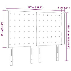 vidaXL Tête de lit à LED Blanc 147x16x118/128 cm Similicuir pas cher