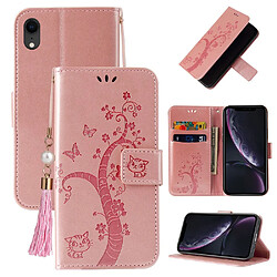 Etui en PU empreinte arbre porte-bonheur or rose pour votre Samsung Galaxy A01 Core