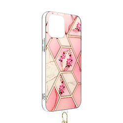 Avizar Coque Apple iPhone 13 Mini Motif géométrique avec Cordon Amovible rose