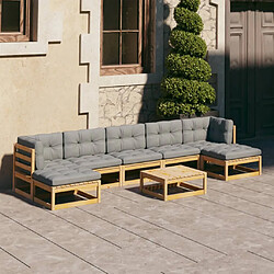 vidaXL Salon de jardin 8 pcs avec coussins Bois de pin massif