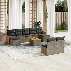 Maison Chic Salon de jardin avec coussins 10 pcs | Ensemble de Table et chaises | Mobilier d'Extérieur gris résine tressée -GKD73119