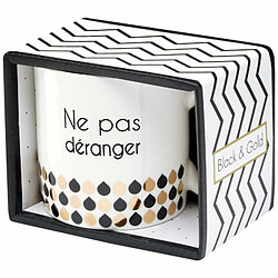 La Carterie 76000554 Ne pas déranger Mug Porcelaine Noir/Or 11,6 x 9,5 x 8,2 cm