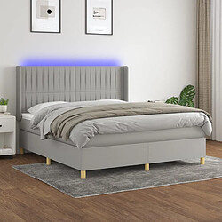 vidaXL Sommier à lattes de lit matelas LED Gris clair 160x200 cm Tissu