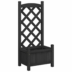 Maison Chic Jardinière,Bac à fleurs avec treillis - pot de fleur noir bois massif de sapin -GKD86511