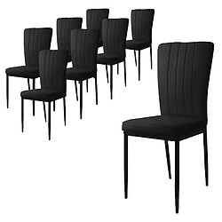 ML-Design Lot de 8 chaises de salle à manger en velours doux noir avec dossier ergonomique