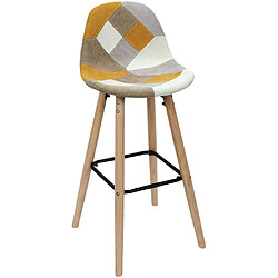 Avis The Home Deco Factory Set de 2 tabourets de bar patchwork jaune.