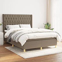 vidaXL Sommier à lattes de lit avec matelas Taupe 140x190 cm Tissu