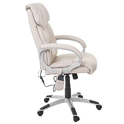 Avis Decoshop26 Fauteuil de bureau sur roulettes fonction massage chauffage pivotante en synthétique crème 04_0001921