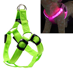 Wewoo Laisse pour chien en nylon de sangle de coffre de de chat de harnais de lumière de double face de LEDtaille L vert