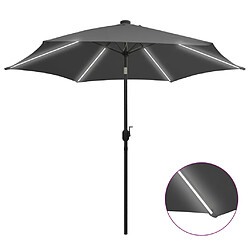 vidaXL Parasol de jardin et lumières LED mât en aluminium anthracite