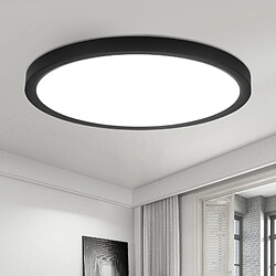 NETTLIFE Plafonnier LED plat 18 cm - 15 W, Noir, 4000 K - Éclairage moderne cuisine, couloir, chambre